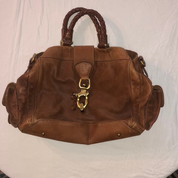 Francesco Biasia Handbags - Francesco Biasia Leather clasp cognac purse